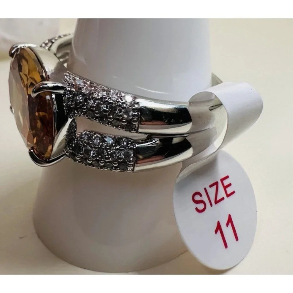 NIB Bomb Party The Fine Details RG98310 Smokey Topaz CZ Ring Size 11 NWT